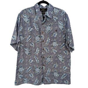 Pineapple Tropical 100% Silk Hawaiian Button Up Shirt Men Size S Coastal Resort